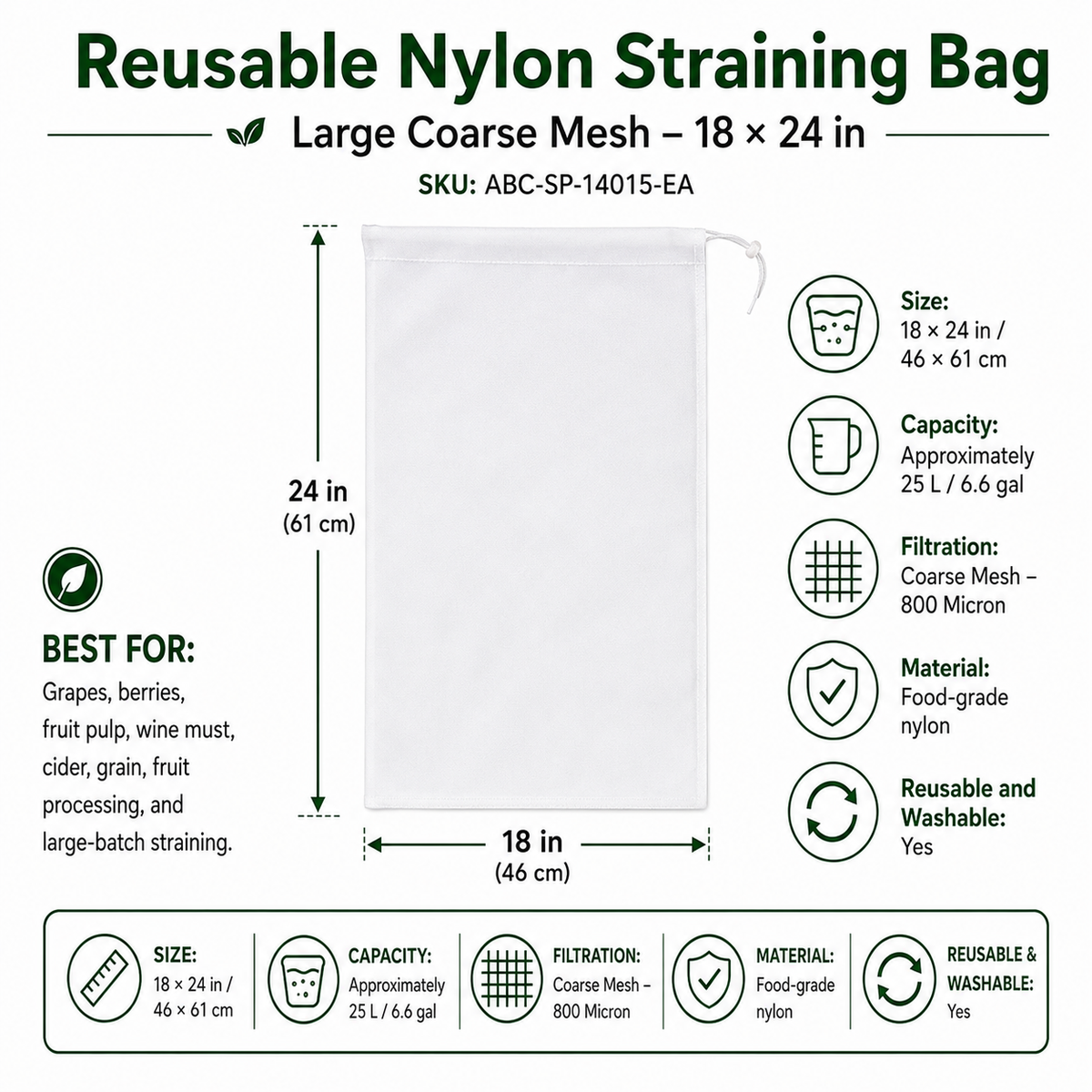 Reusable Nylon Straining Bags